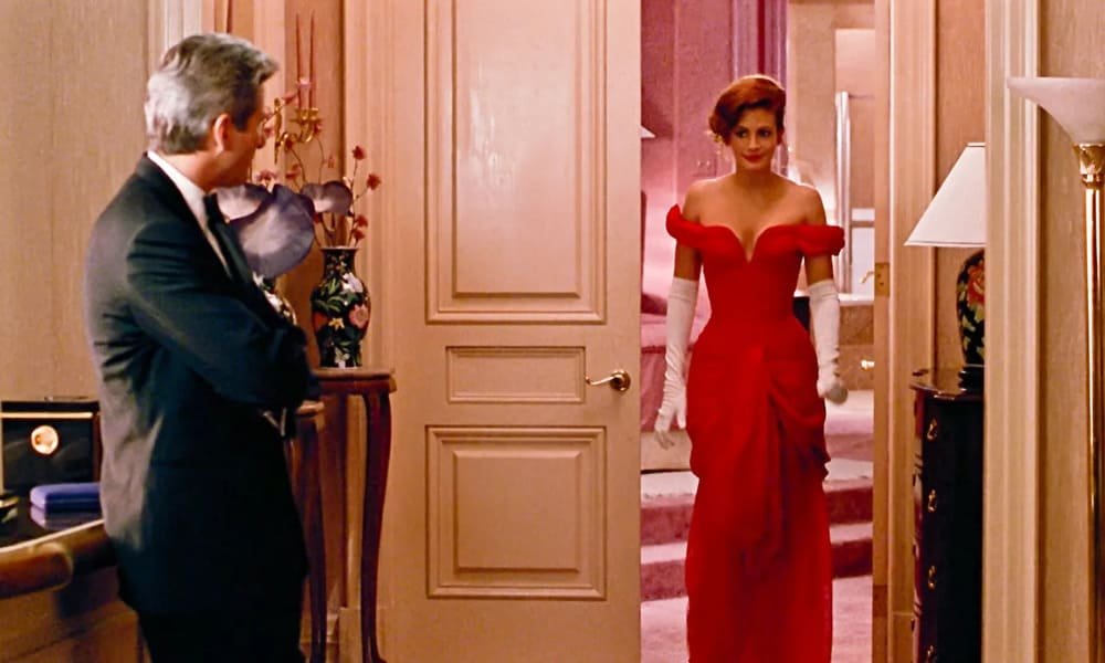 Julia Roberts in Pretty Woman, in un abito evidentemente ispirato a Valentino